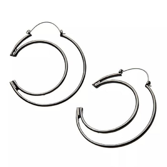 Cutout Moon Plug Hoops - 20g