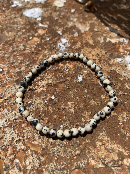 Dalmatian Stone Bracelet - 4mm