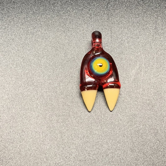 Elbo Glass Dino Claw Pendant - Pomegranate