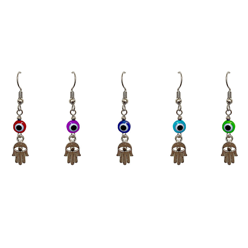 Evil Eye Hasma Hook Earrings