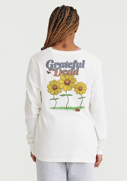 Grateful Dead Retro Steal Your Face Flowers Ladies Long Sleeve