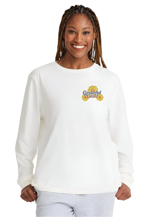 Grateful Dead Retro Steal Your Face Flowers Ladies Long Sleeve