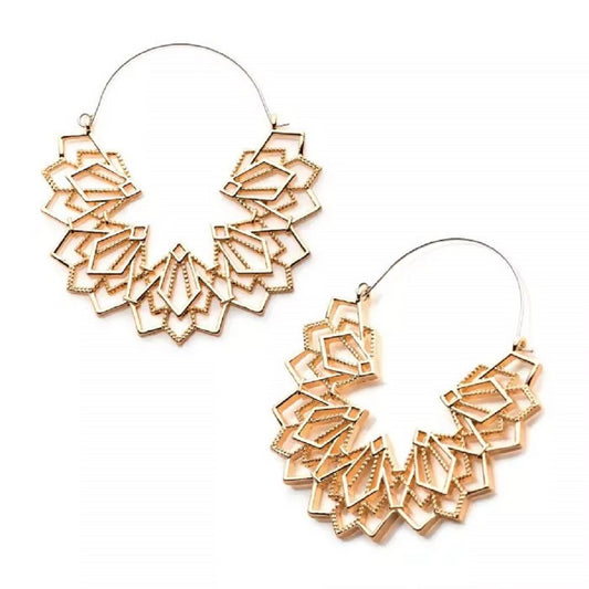 Gold Filigree Mandala Plug Hoops - 20g