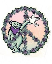 Grateful Dead Dancing Bear in Peace with Dove Sticker SALE