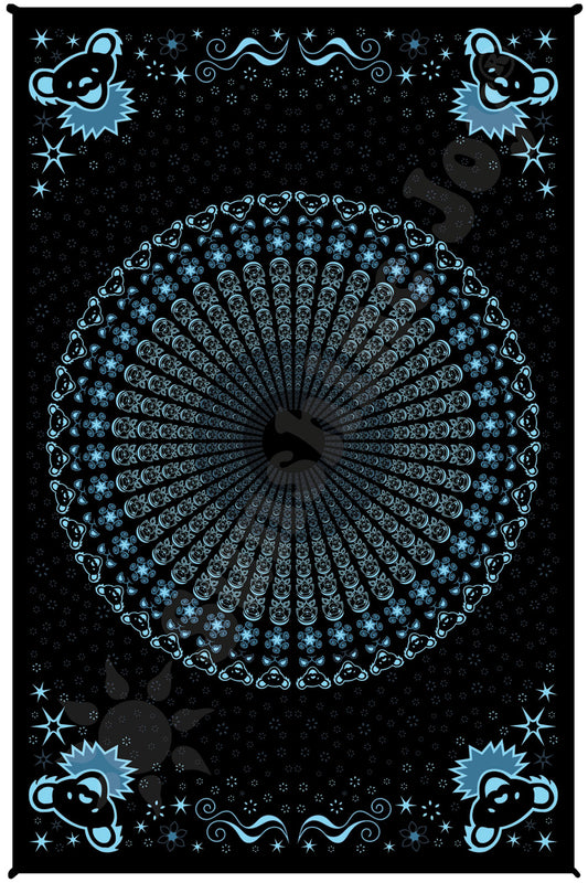 Grateful Dead Dancing Peacock Bear Tapestry (Dark)