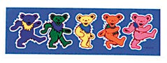 Grateful Dead Row of Dancing Bears Blue Bumper Sticker