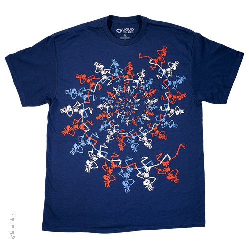 Grateful Dead USA Spiral Skeletons Navy T-Shirt