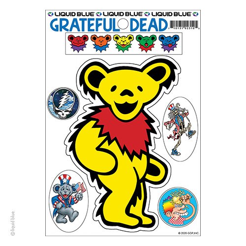 Grateful Dead Yellow Dancing Bear Die Cut Multi Pack Sticker Set