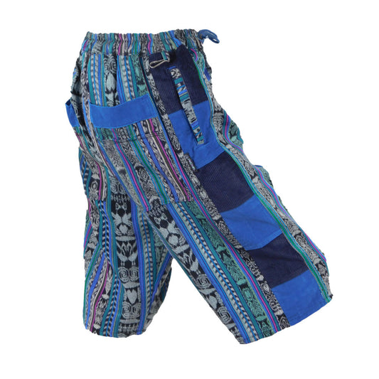 Hand Woven Shorts with Corduroy Patches