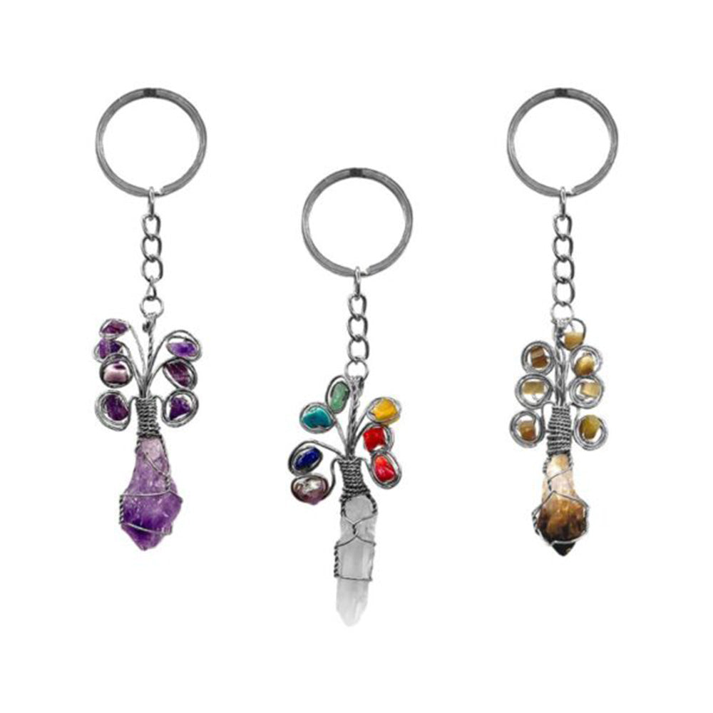 Handmade Wire Wrapped Peacock Style Stone Keychain