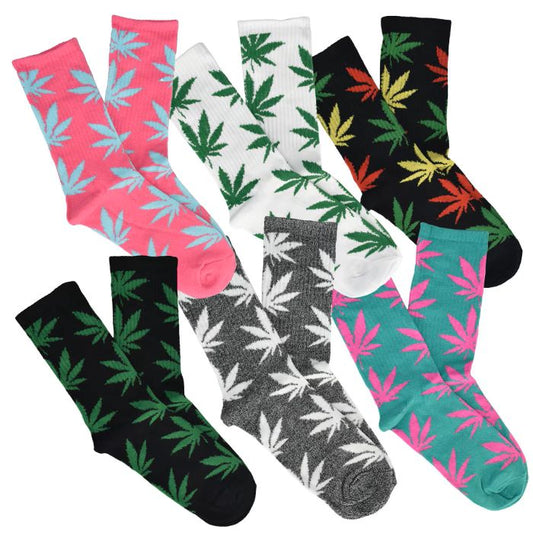 Hemp Leaf Socks 6 pack - Solid Colors Assorted