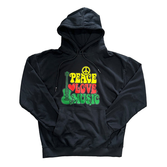 Rasta Peace Love Music Black Hoodie
