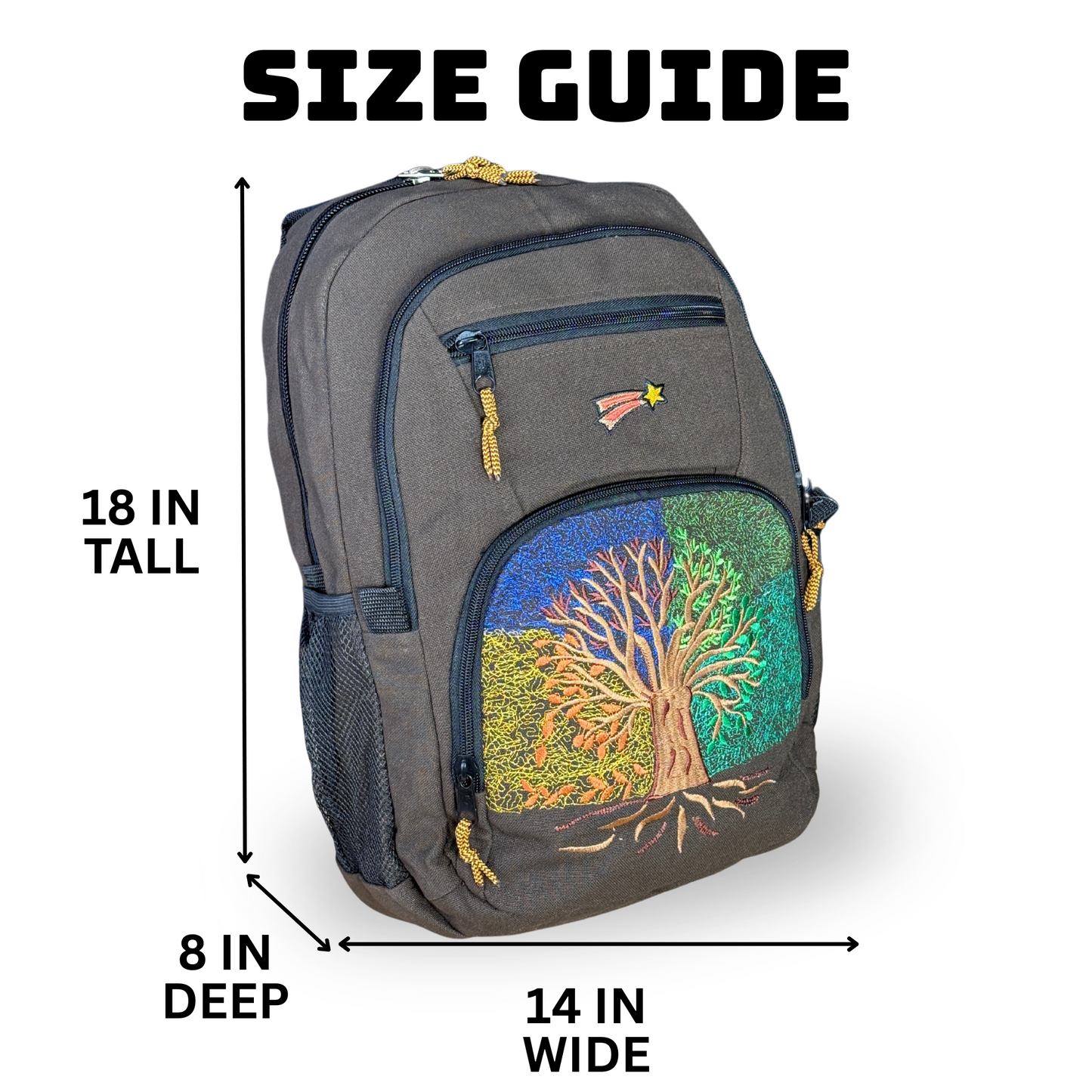Four Seasons Tree of Life Denim Backpack- Large