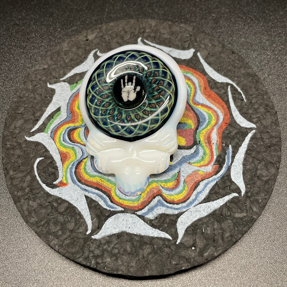 Paulie 2 Fingers Grateful White Skull with Jerry Garcia Millie Pendant