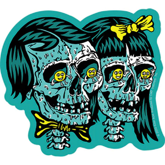 Killer Acid Twin Skulls 4.5"x4.5" Sticker