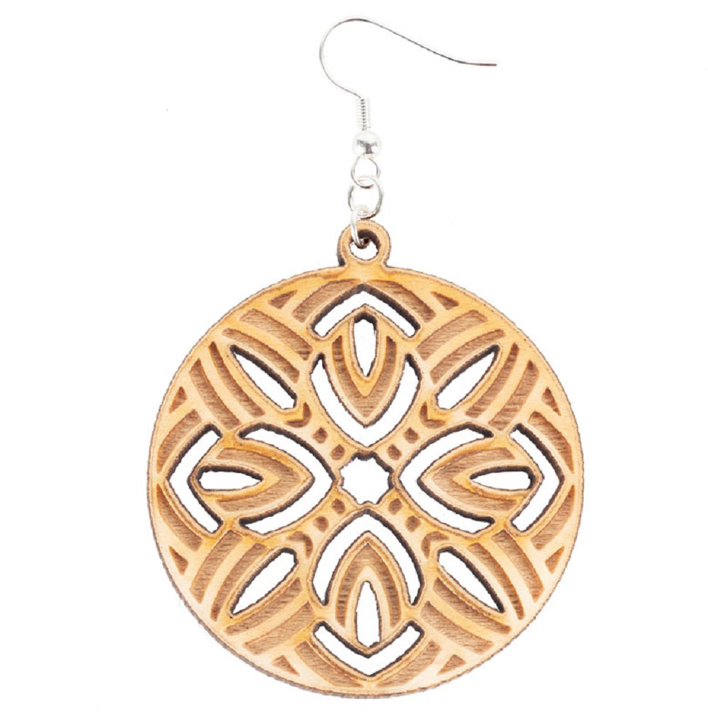 Laser Cut Wood Earrings - Circular Shape Flower SALE