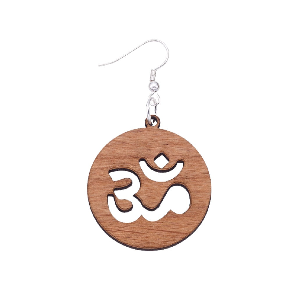 Laser Cut Wood Earrings - OM SALE