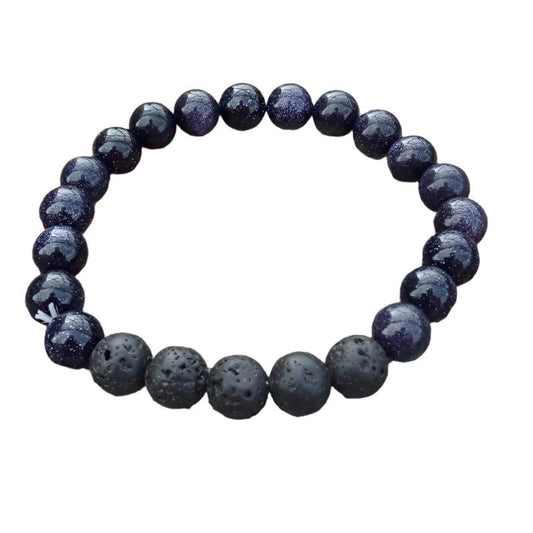 Lava Rock Blue Goldstone Bracelet - 8mm