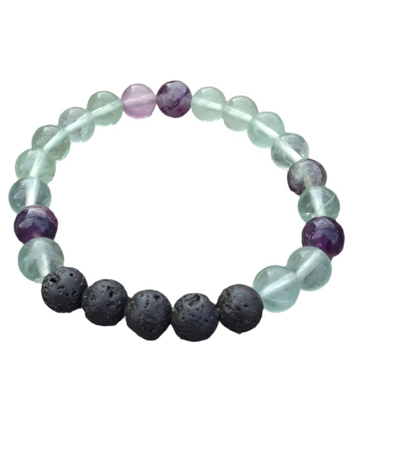Lava Rock Fluorite Bracelet - 8mm