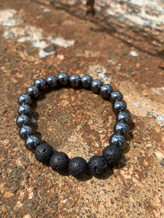 Lava Rock Hematite Bracelet - 8mm