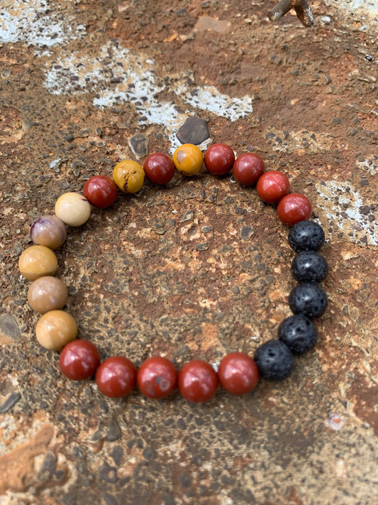 Lava Rock Mookaite Bracelet - 8mm