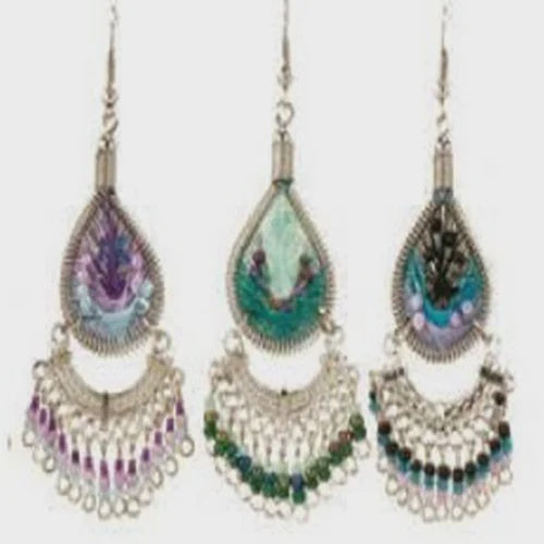 Teardrop Thread Beaded Earrings
