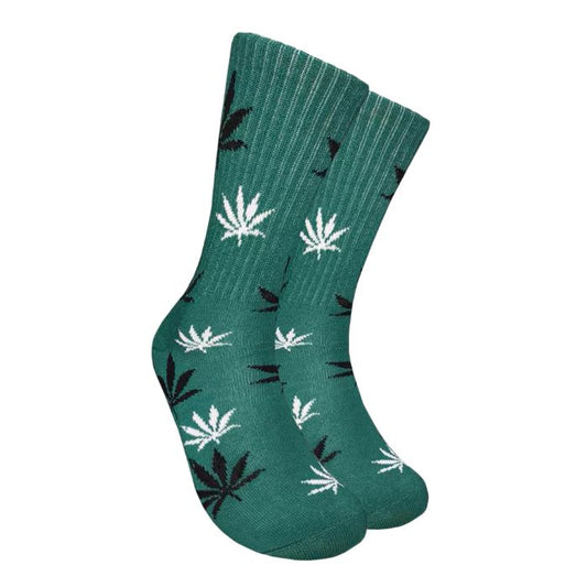 Mad Toro Leaf Socks - Dark Green with Black & White Print