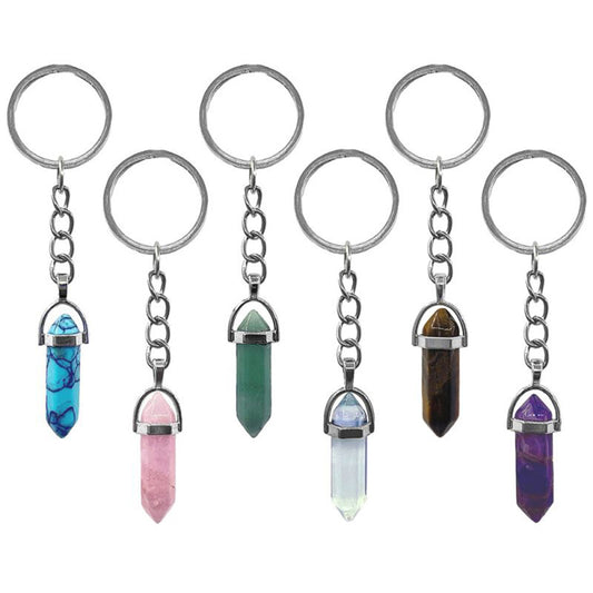 Metal Stone Pointed Keychain