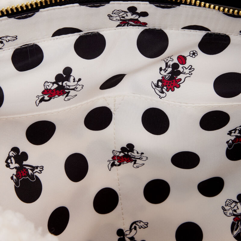 Loungefly Minnie Mouse Rocks the Dots Classic Sherpa Tote Bag SALE