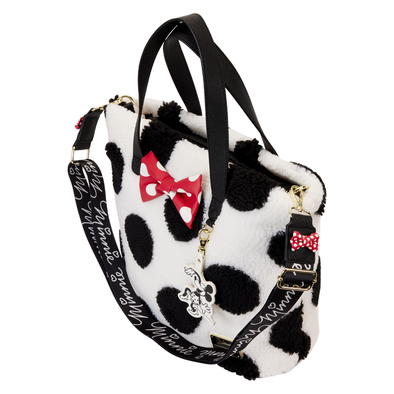 Loungefly Minnie Mouse Rocks the Dots Classic Sherpa Tote Bag SALE