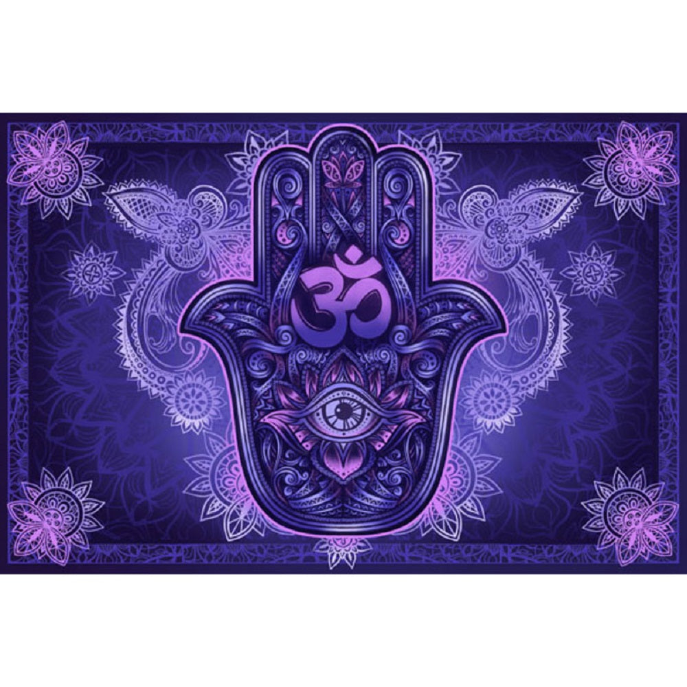 Monotone Hamsa Tapestry