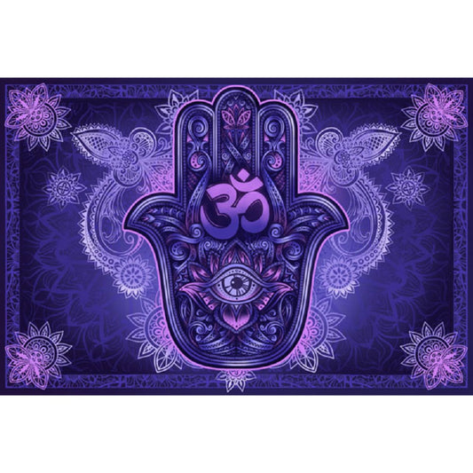 Monotone Hamsa Tapestry