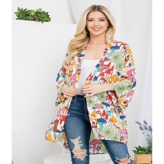 Mushroom Print Kimono