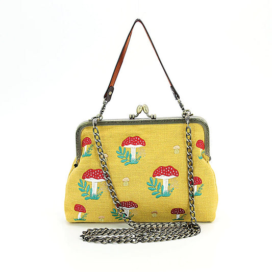 Mushrooms Kisslock Bag  - Yellow
