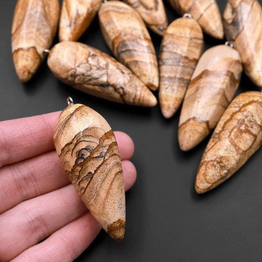 Natural Picture Jasper Pendant Teardrop