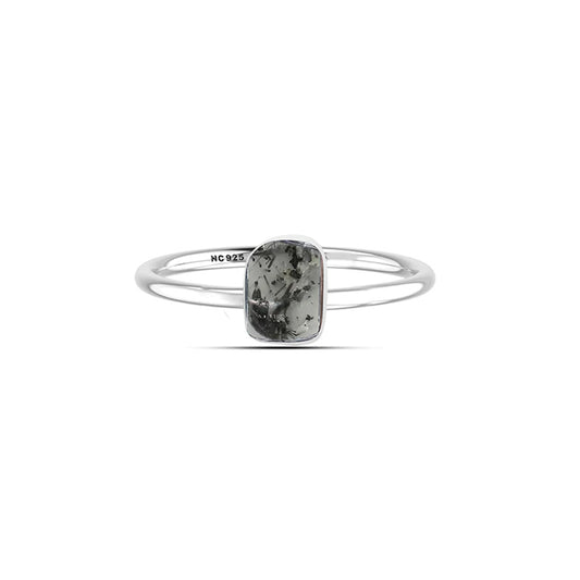 Natural Rough Tourmalated Quartz Ring - 925 Sterling Silver