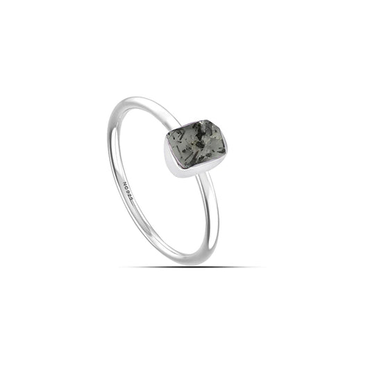 Natural Rough Tourmalated Quartz Ring - 925 Sterling Silver