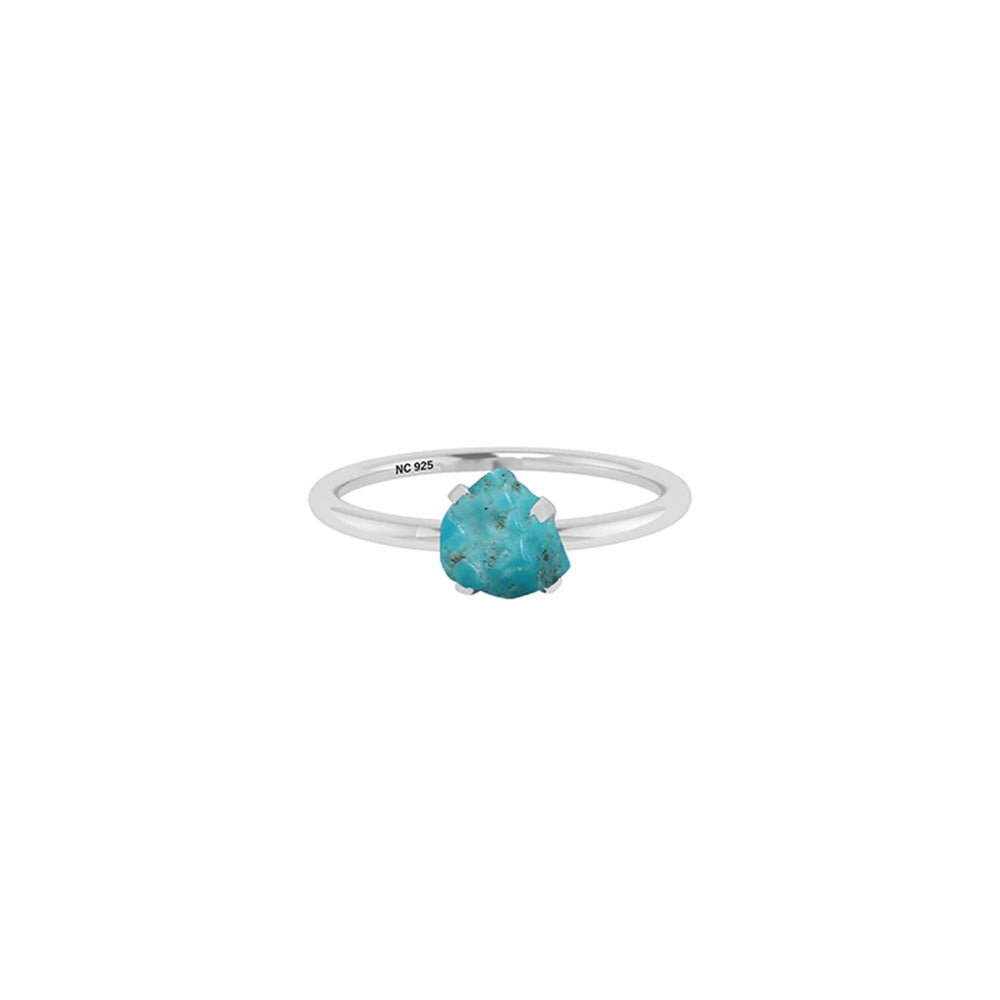 Natural Rough Turquoise Ring - 925 Sterling Silver