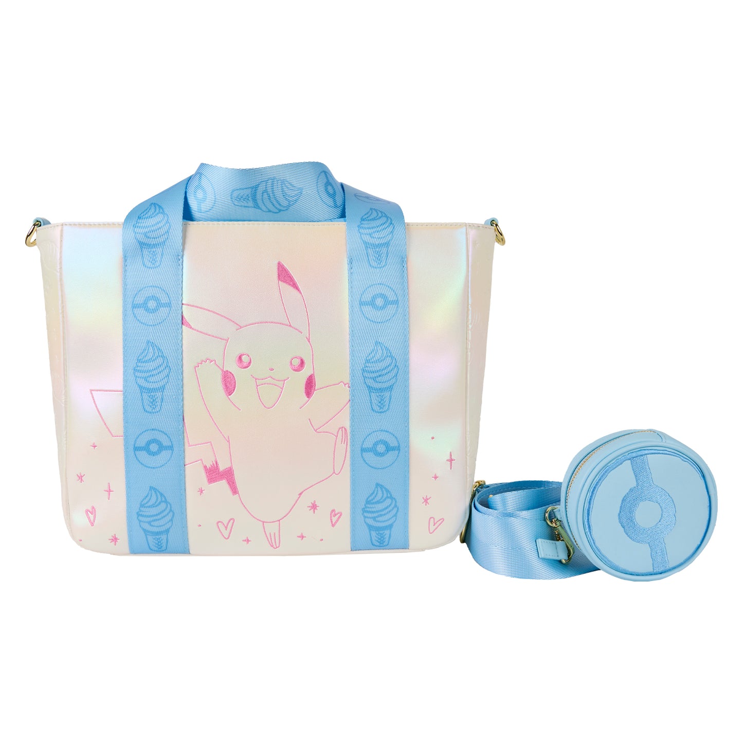 Loungefly Pokémon Iridescent Embossed Pikachu Tote Bag with Coin Bag
