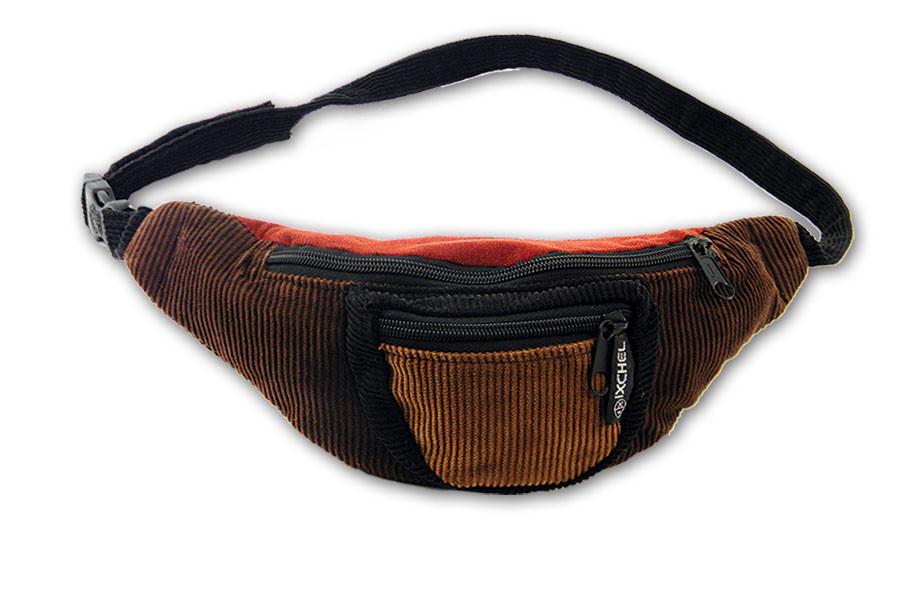 Patchwork Corduroy Fanny Pack with Three Pockets