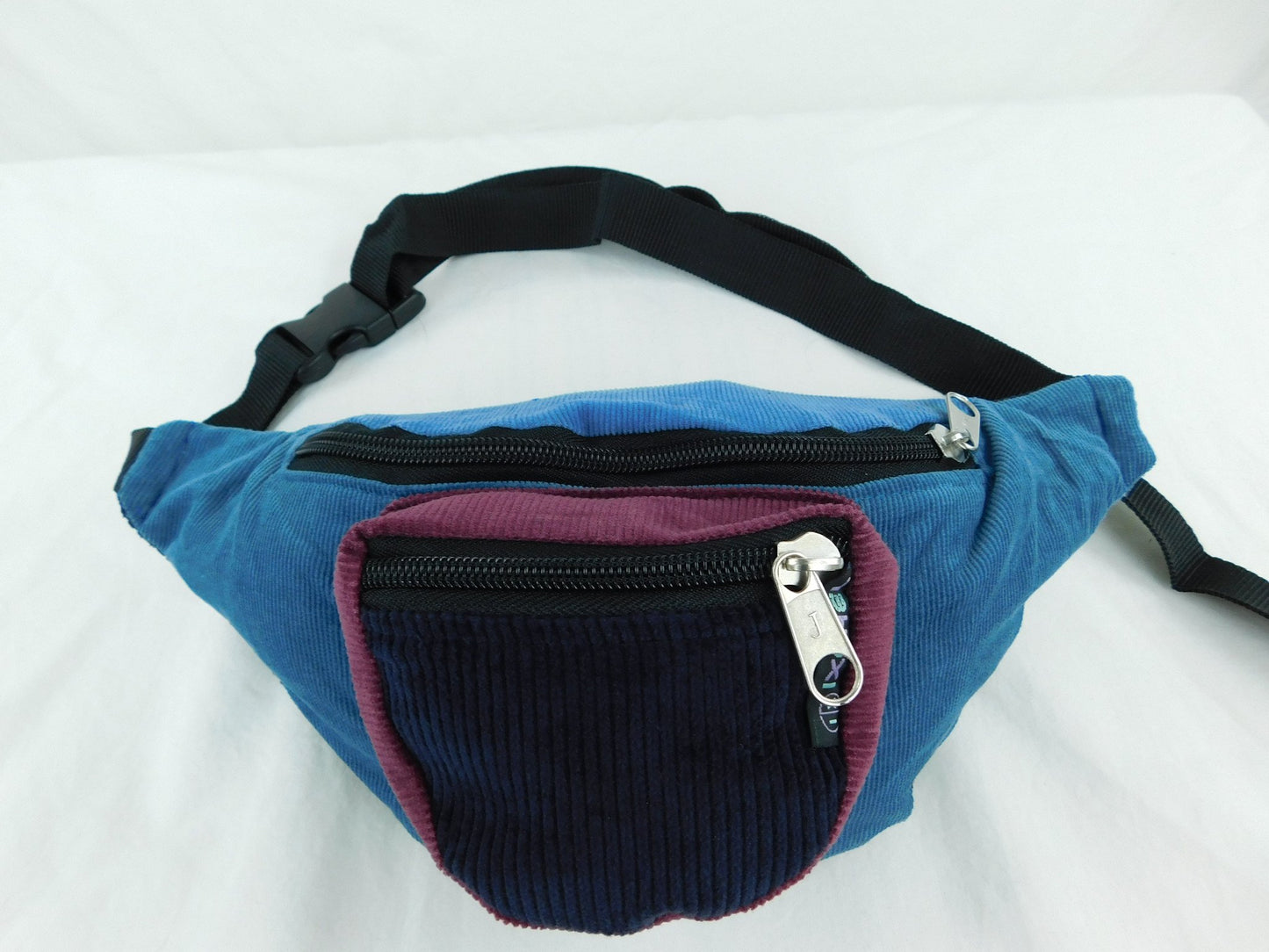 Patchwork Corduroy Fanny Pack with Three Pockets