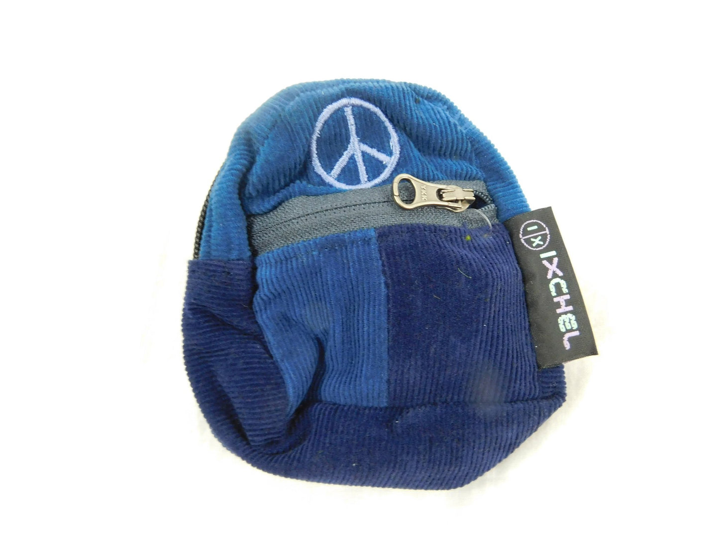 Patchwork Corduroy Micro Backpack with Peace Sign Embroidery