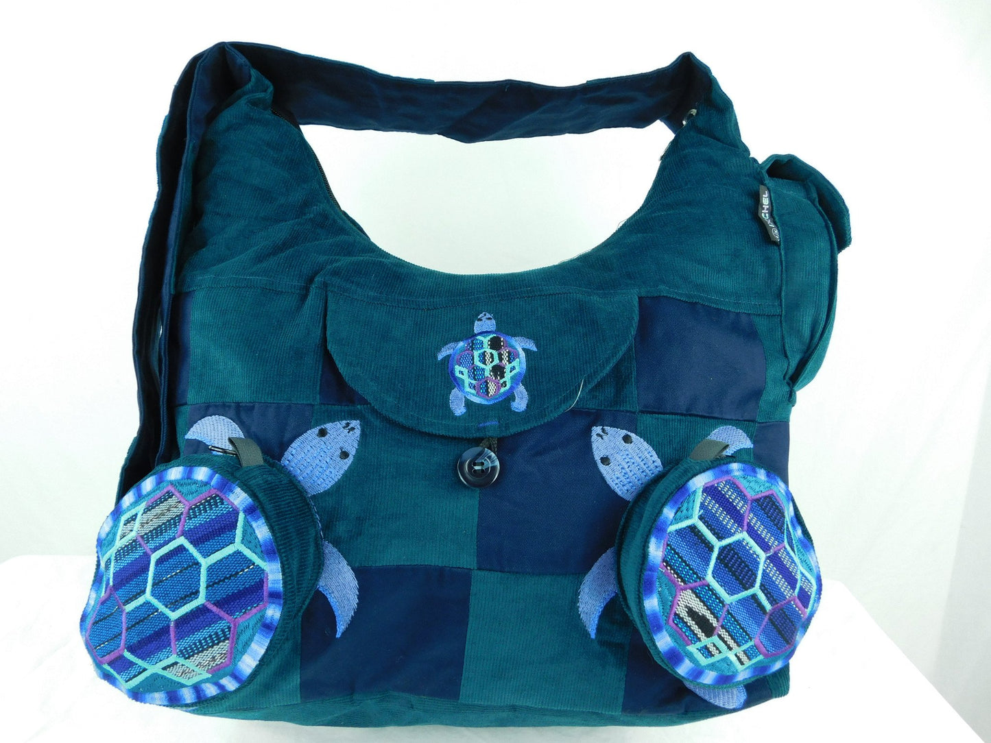 Patchwork Terrapin Shoulder Bag with 3D Pockets