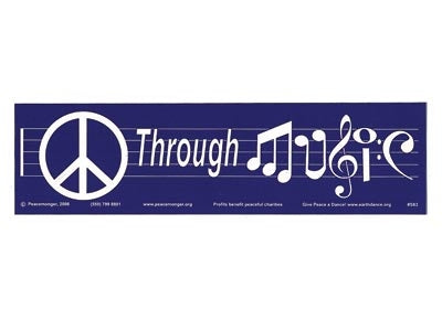 Peace Through Music Notes Bumper Sticker SALE