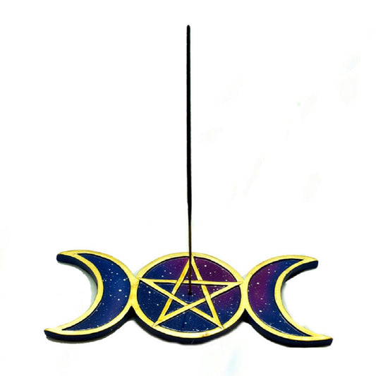 Pentagram and Moon Incense Burner
