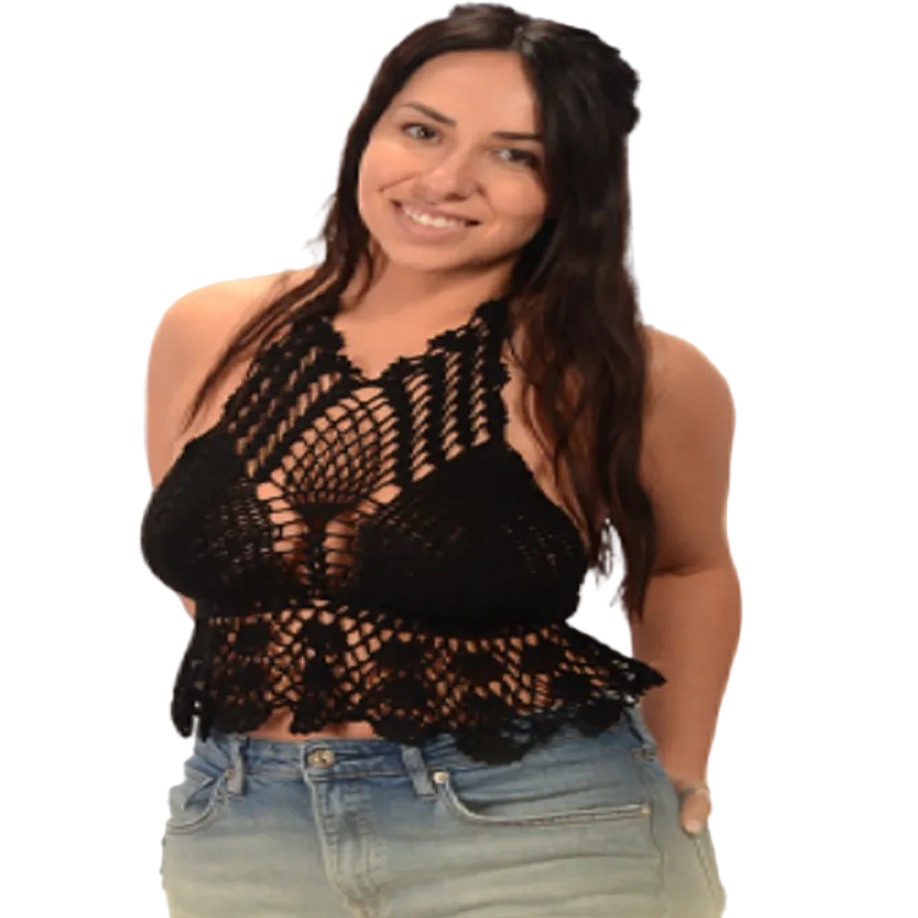 Pretty Petal High Neck Crochet Halter Top