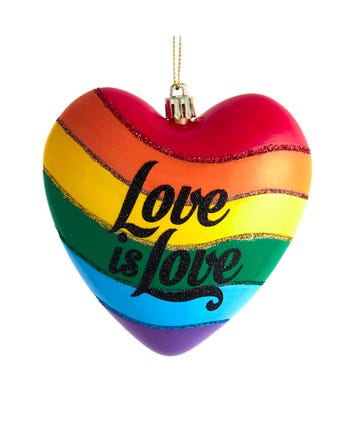 Pride Rainbow "Love Is Love" Heart Ornament SALE