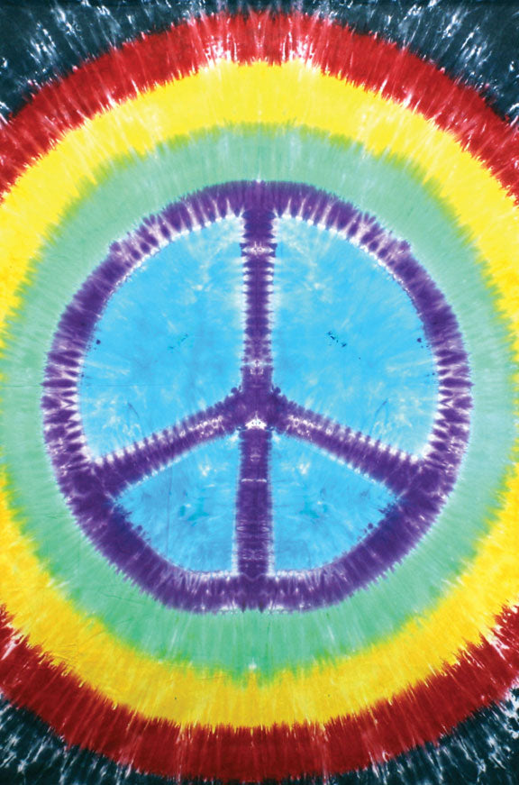 Rainbow Peace Sign Tie-Dyed Tapestry