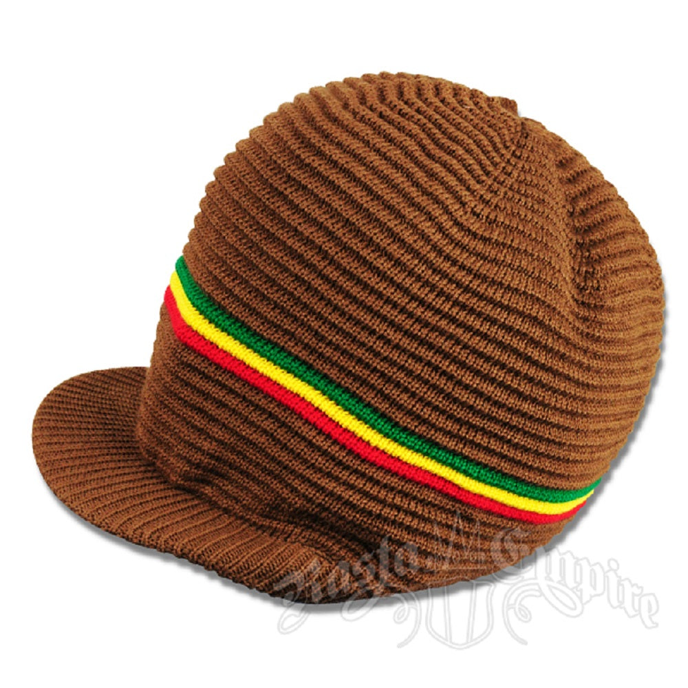 Rasta Ribbed Brown Cotton Cap