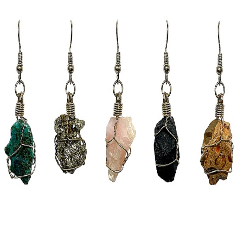 Raw Stone Wire Wrapped Earrings